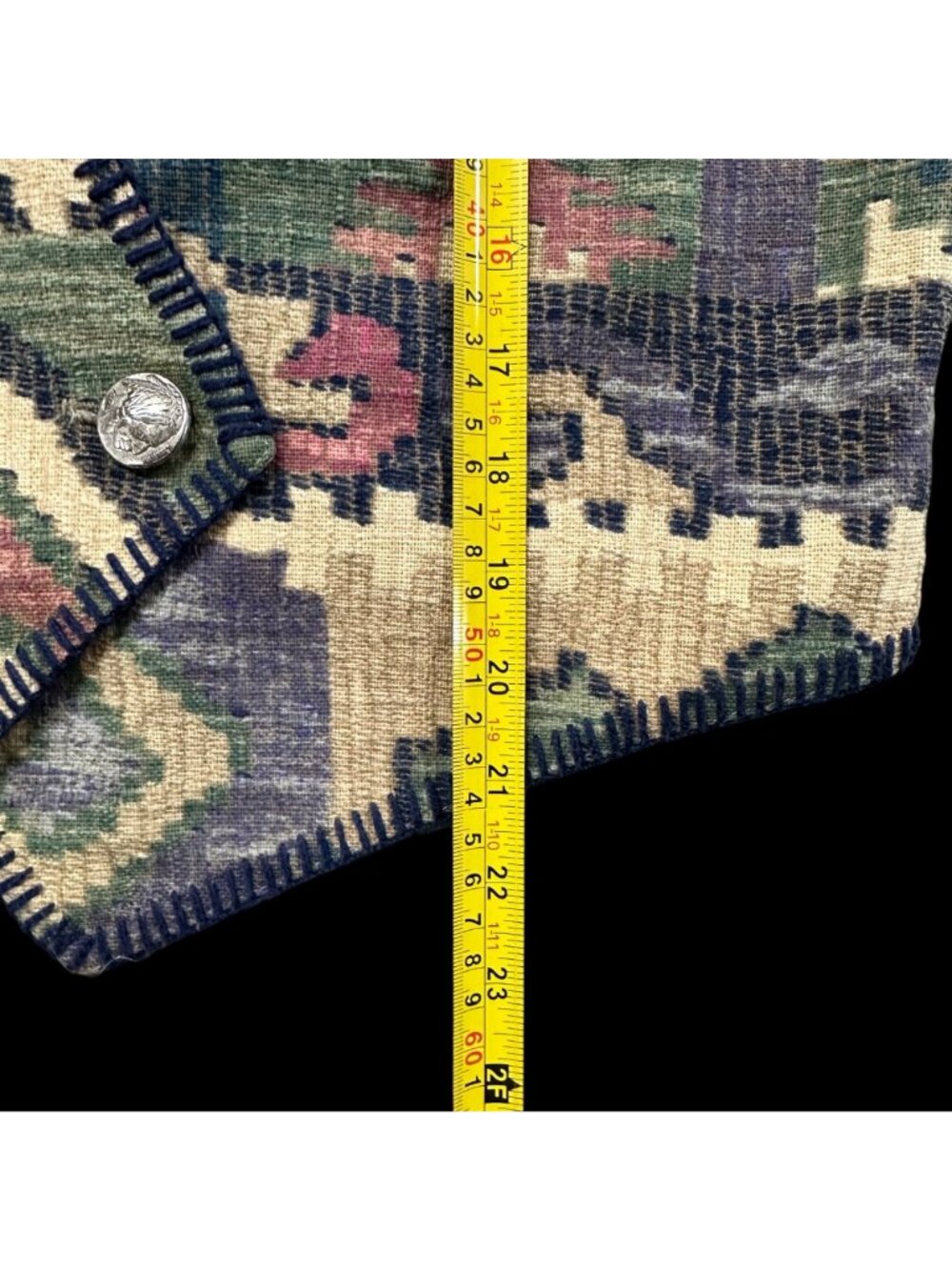 Vintage Western Vest Circle T Marilyn Lenox Large Aztec Tapestry Whip Stitch - Picture 9 of 9
